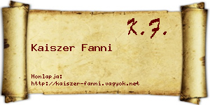 Kaiszer Fanni névjegykártya